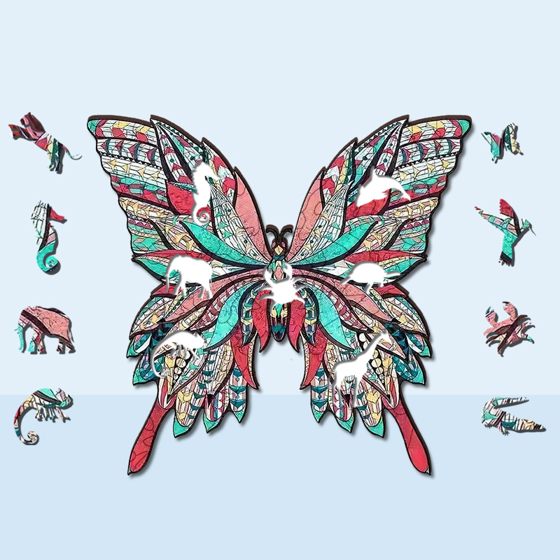 Red butterfly Wooden Jigsaw Puzzle - aimpuzzle