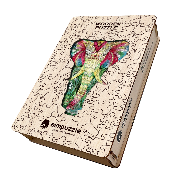 Colorful Elephant Wooden Jigsaw Puzzle - aimpuzzle