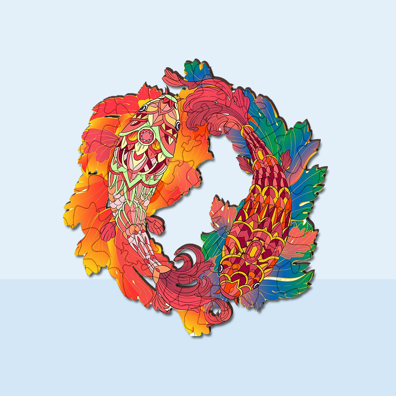 Koi Fish Yin Yang Wooden Jigsaw Puzzle - aimpuzzle
