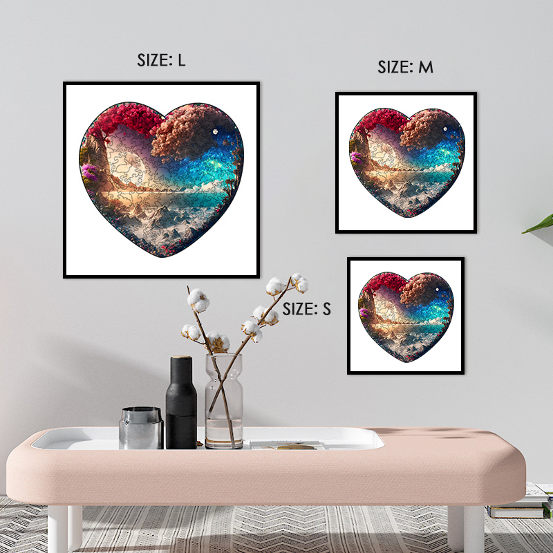 Flowered Heart moon and stars Wooden Jigsaw Puzzle - aimpuzzle