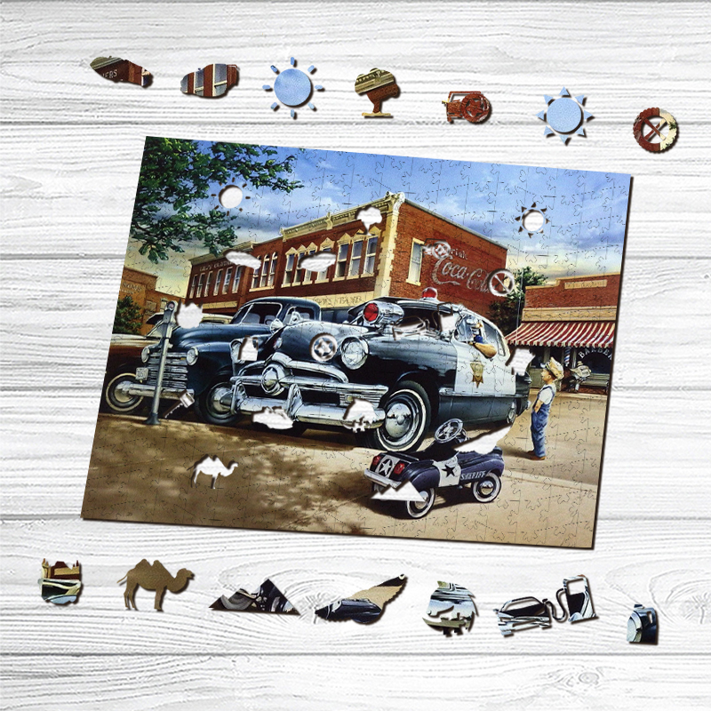 Sheriff's Cars Wooden Jigsaw Puzzle - aimpuzzle