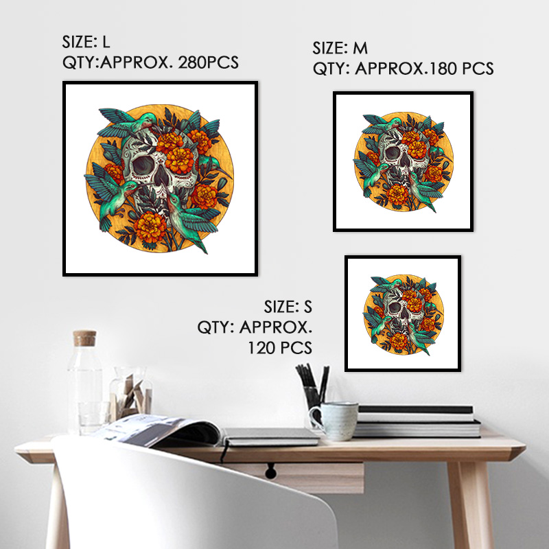 Skull Hummingbirds Wooden Jigsaw Puzzle - aimpuzzle