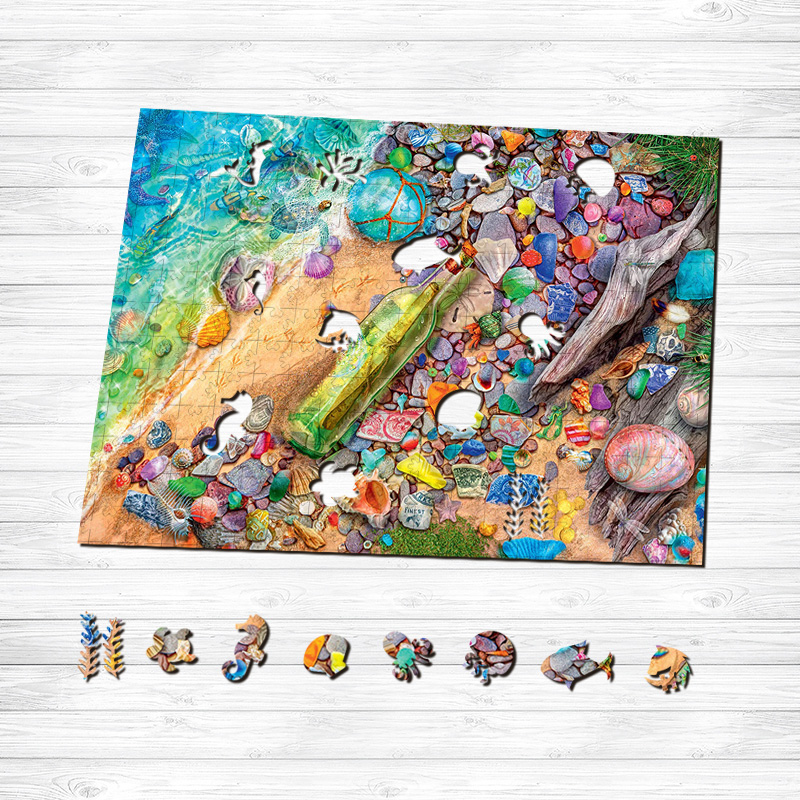 Drift Bottle Beach Wooden Jigsaw Puzzle - aimpuzzle