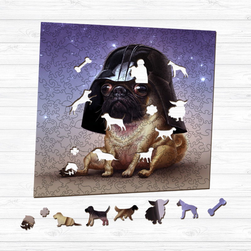 Black Samurai Bulldog Dog Wooden Jigsaw Puzzle - aimpuzzle