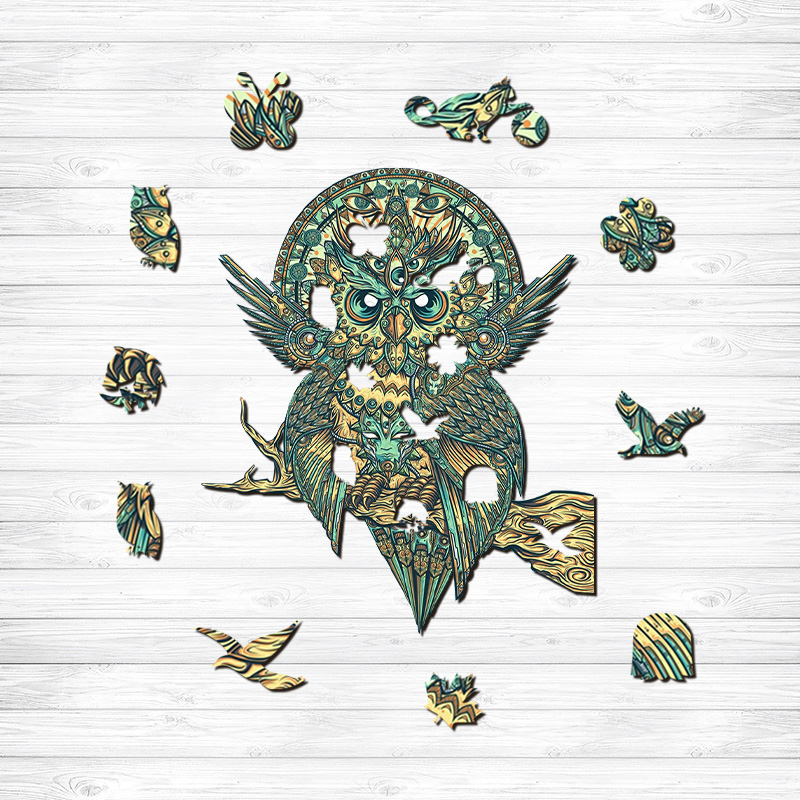Owl Mandala Wooden Jigsaw Puzzle - aimpuzzle
