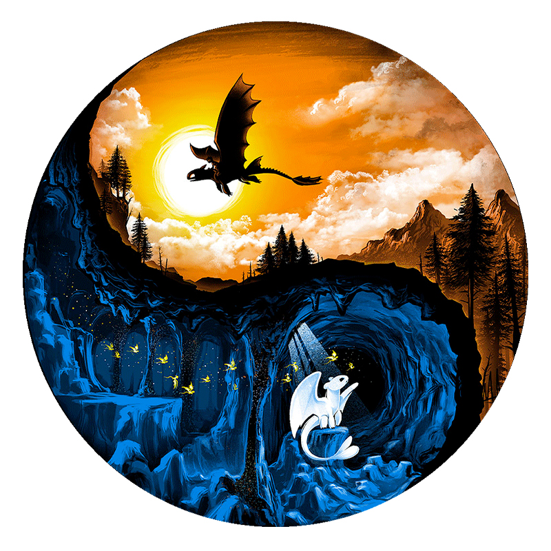 Yin Yang Toothless and Light Fury Wooden Jigsaw Puzzle - aimpuzzle