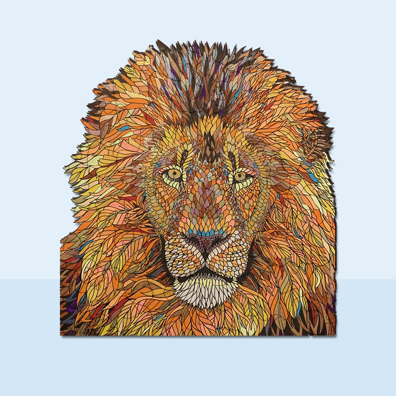 Yellow Lion Wooden Jigsaw Puzzle - aimpuzzle