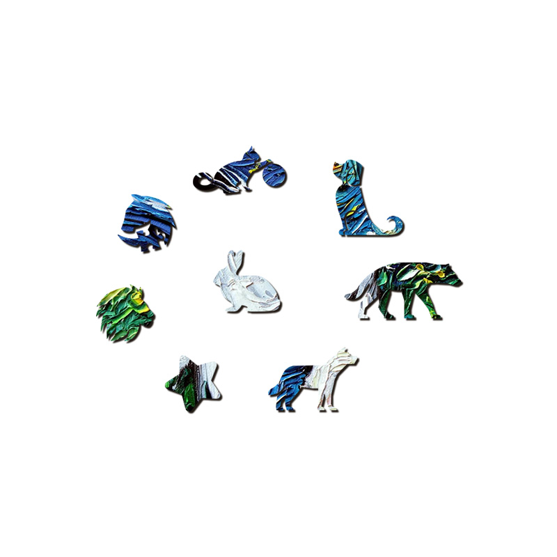 Starry Night Bull Terrier Wooden Jigsaw Puzzle - aimpuzzle