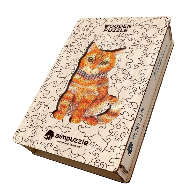 Orange Cat Wooden Jigsaw Puzzle - aimpuzzle
