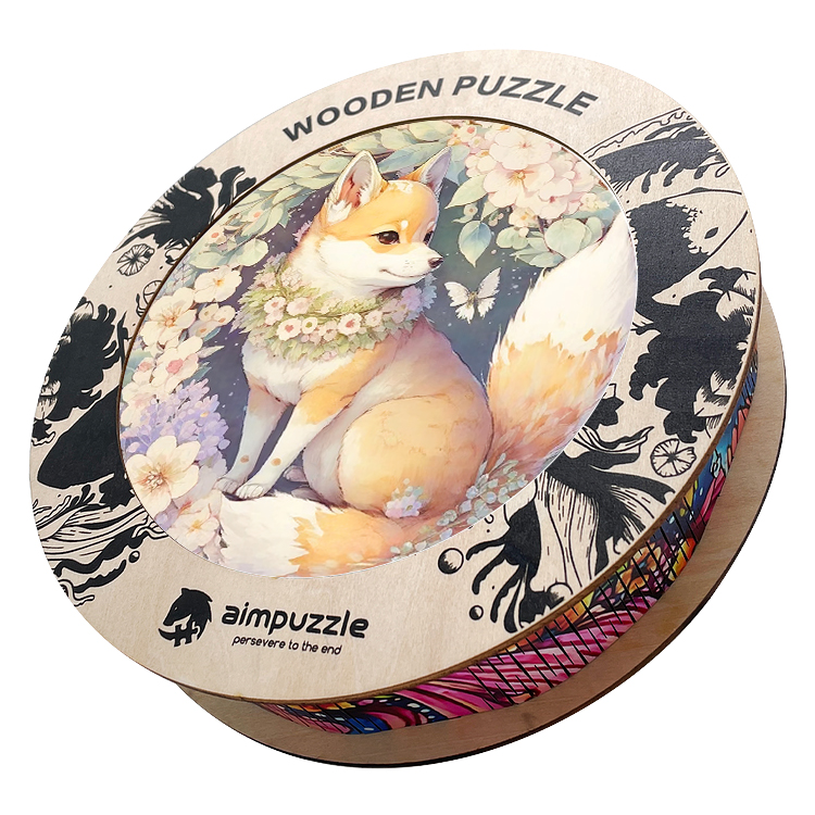 Blooming Flower and Fox Wooden Jigsaw Puzzle - aimpuzzle