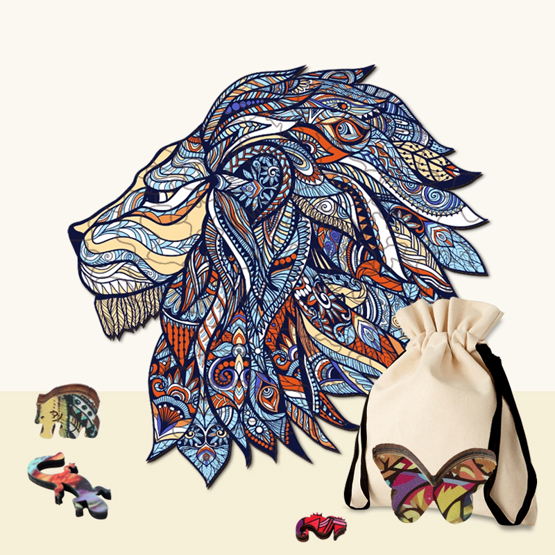 Blue Lion Wooden Jigsaw Puzzle - aimpuzzle