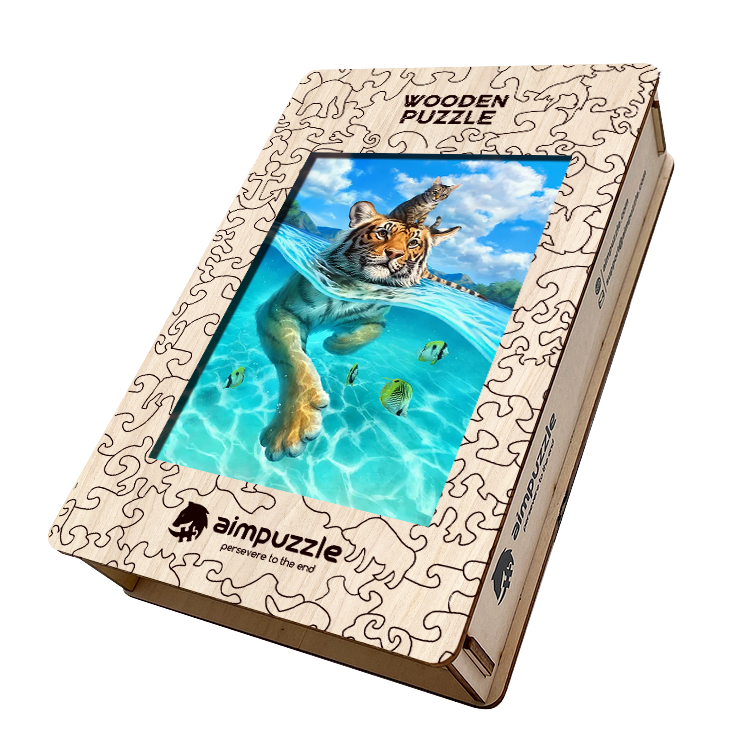 Tiger Swim Wooden Jigsaw Puzzle - aimpuzzle