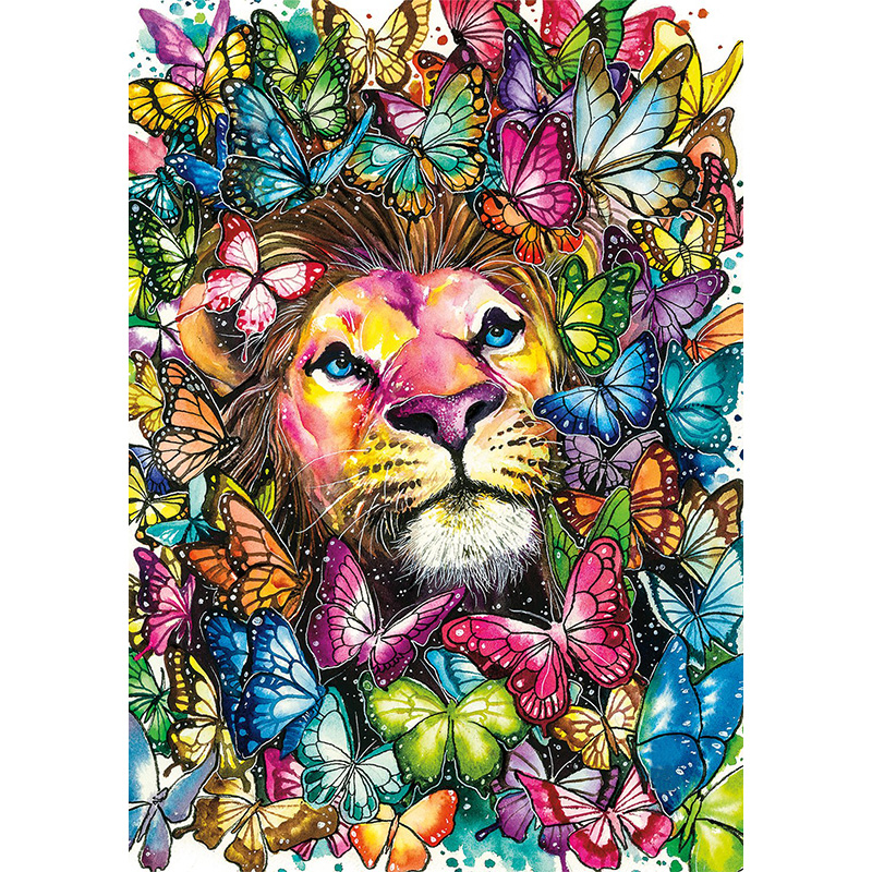Butterflies and Lion Wooden Jigsaw Puzzle - aimpuzzle