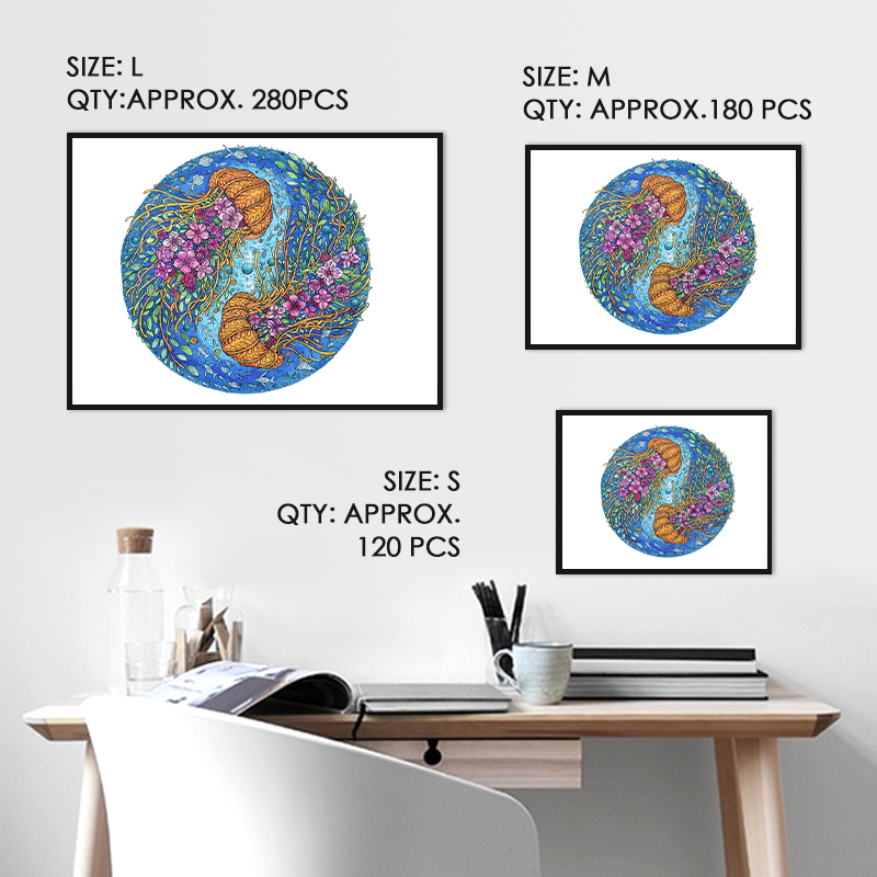Yin Yang Jellyfish Wooden Jigsaw Puzzle - aimpuzzle