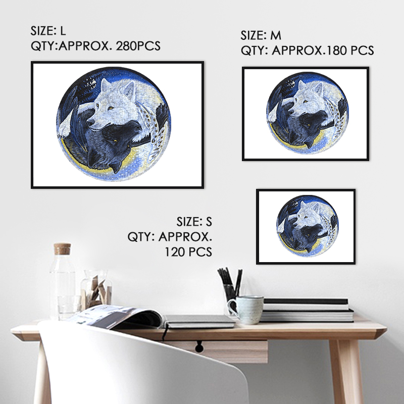 Yin Yang Wolves In Love Wooden Jigsaw Puzzle - aimpuzzle