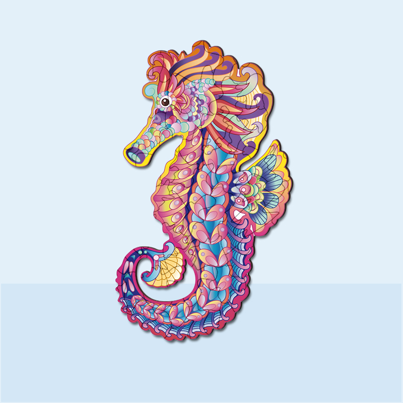 Colorful Seahorse Wooden Jigsaw Puzzle - aimpuzzle