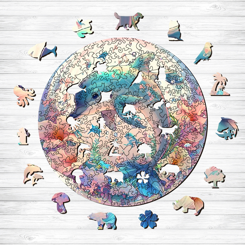 Bubbly Dolphin Wooden Jigsaw Puzzle - aimpuzzle
