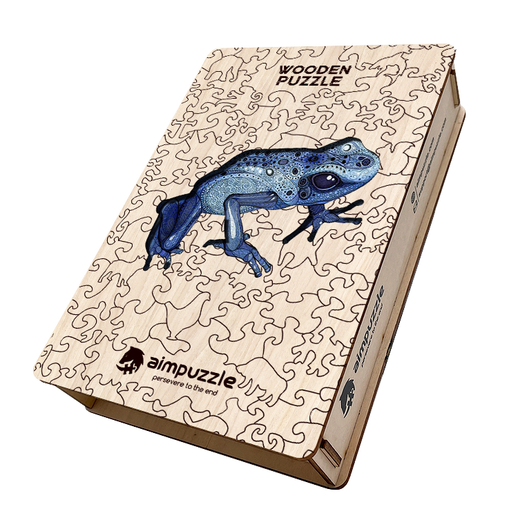 Blue Frog Wooden Jigsaw Puzzle - aimpuzzle