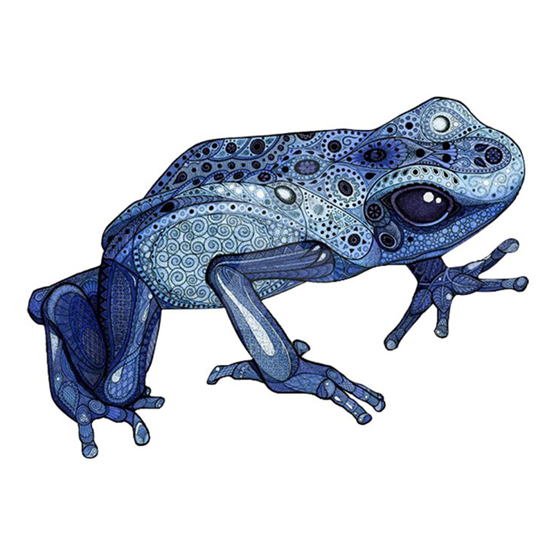 Blue Frog Wooden Jigsaw Puzzle - aimpuzzle