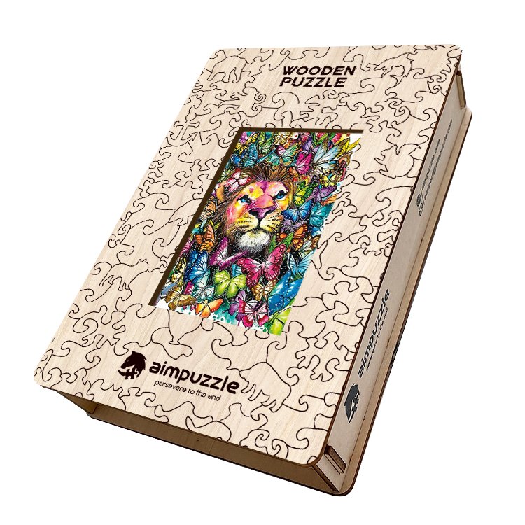 Butterflies and Lion Wooden Jigsaw Puzzle - aimpuzzle