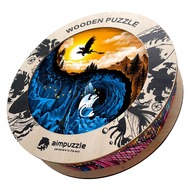 Yin Yang Toothless and Light Fury Wooden Jigsaw Puzzle - aimpuzzle
