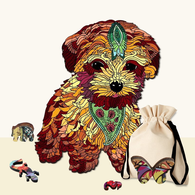 Fluffy Puppy Wooden Jigsaw Puzzle - aimpuzzle