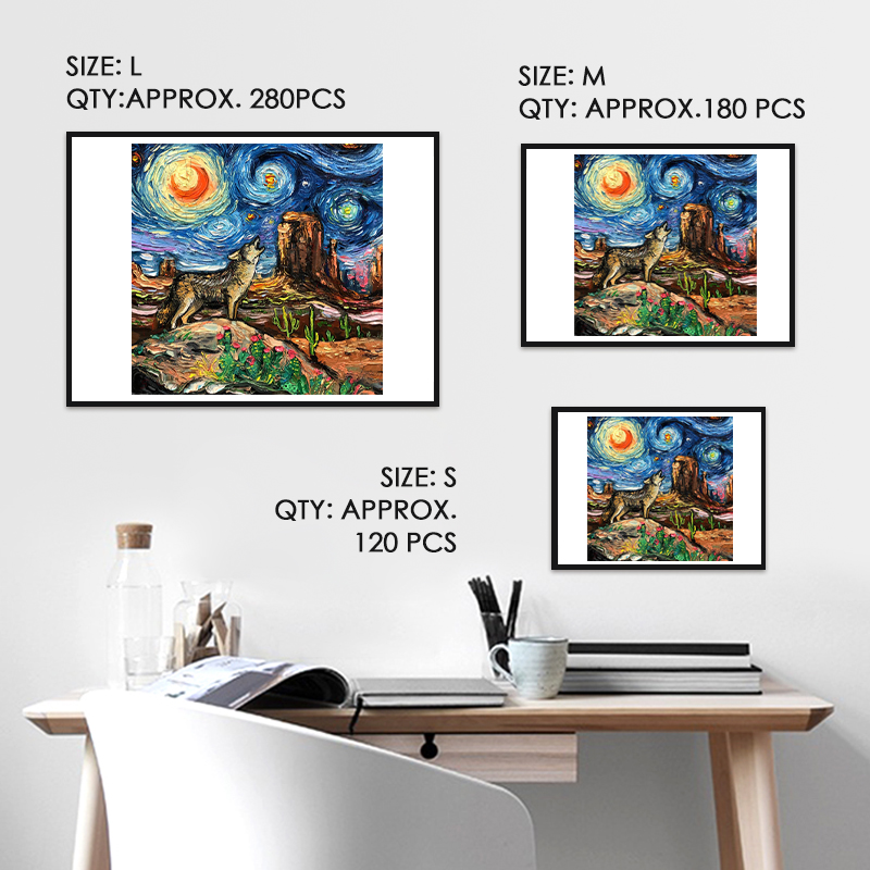Starry Night Wolf Wooden Jigsaw Puzzle - aimpuzzle