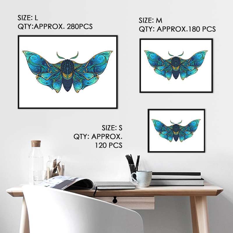 Blue Moth Wooden Jigsaw Puzzle - aimpuzzle