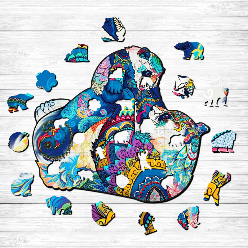 Panda Mum and Baby Wooden Jigsaw Puzzle - aimpuzzle