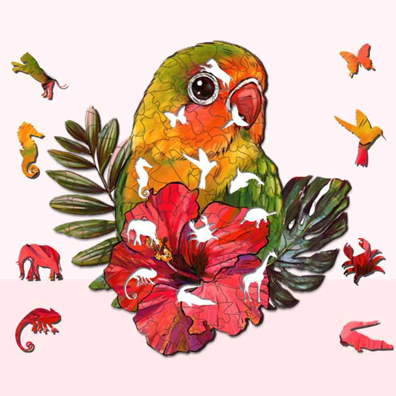 Parrot & Flower Wooden Jigsaw Puzzle - aimpuzzle