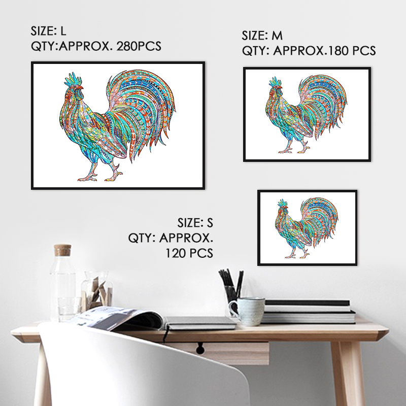 Blue Rooster Wooden Jigsaw Puzzle - aimpuzzle