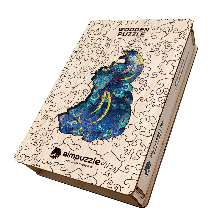 Blue Peacock Wooden Jigsaw Puzzle - aimpuzzle