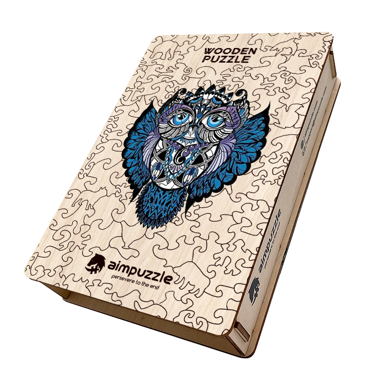 Blue Owl Wooden Jigsaw Puzzle - aimpuzzle