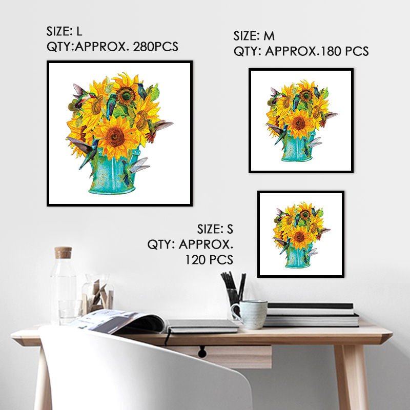 Sunflower Hummingbird Wooden Jigsaw Puzzle - aimpuzzle