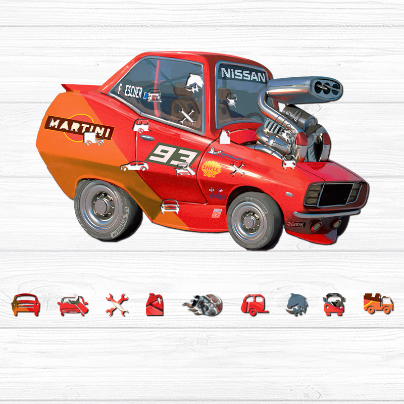 Cartoon car Wooden Jigsaw Puzzle - aimpuzzle