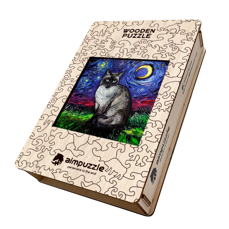 Van Gogh Siamese Cat Wooden Jigsaw Puzzle - aimpuzzle