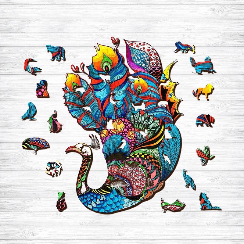 Peacock Art Wooden Jigsaw Puzzle - aimpuzzle