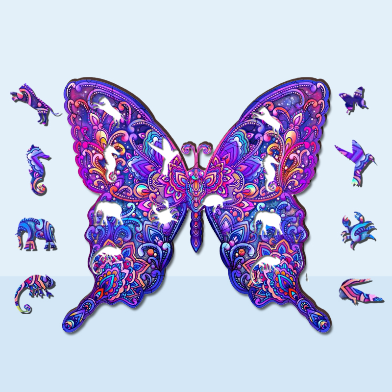 Purple Butterfly Wooden Jigsaw Puzzle - aimpuzzle