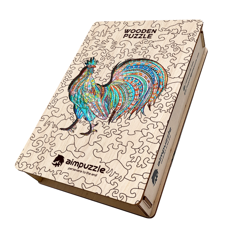 Blue Rooster Wooden Jigsaw Puzzle - aimpuzzle