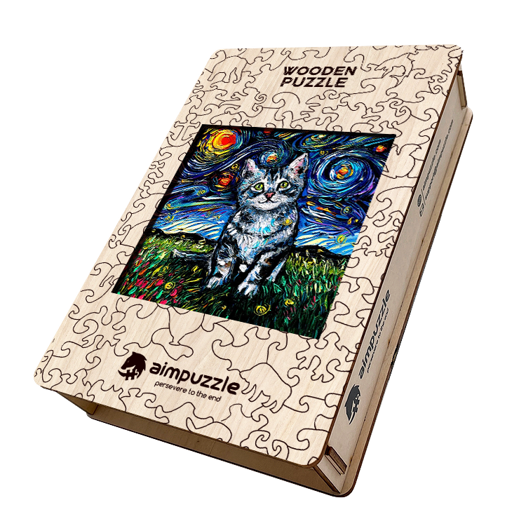 Van Gogh Shorthair Cat Wooden Jigsaw Puzzle - aimpuzzle