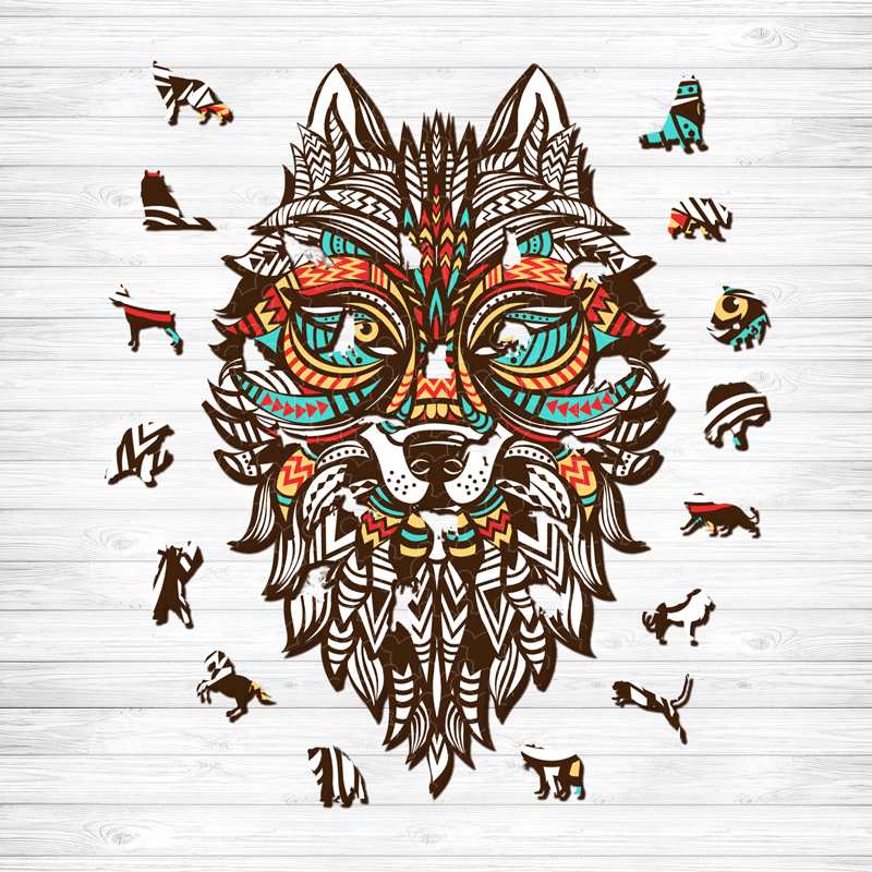 Tribal Wolf Wooden Jigsaw Puzzle - aimpuzzle