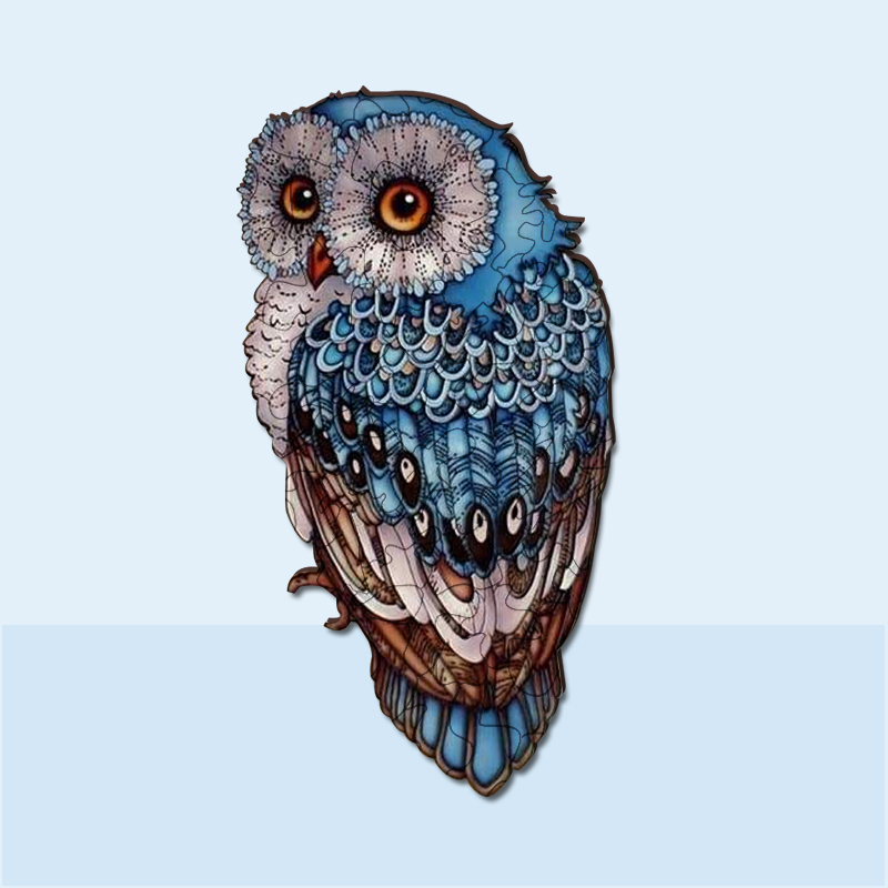 Blue Owl Wooden Jigsaw Puzzle - aimpuzzle
