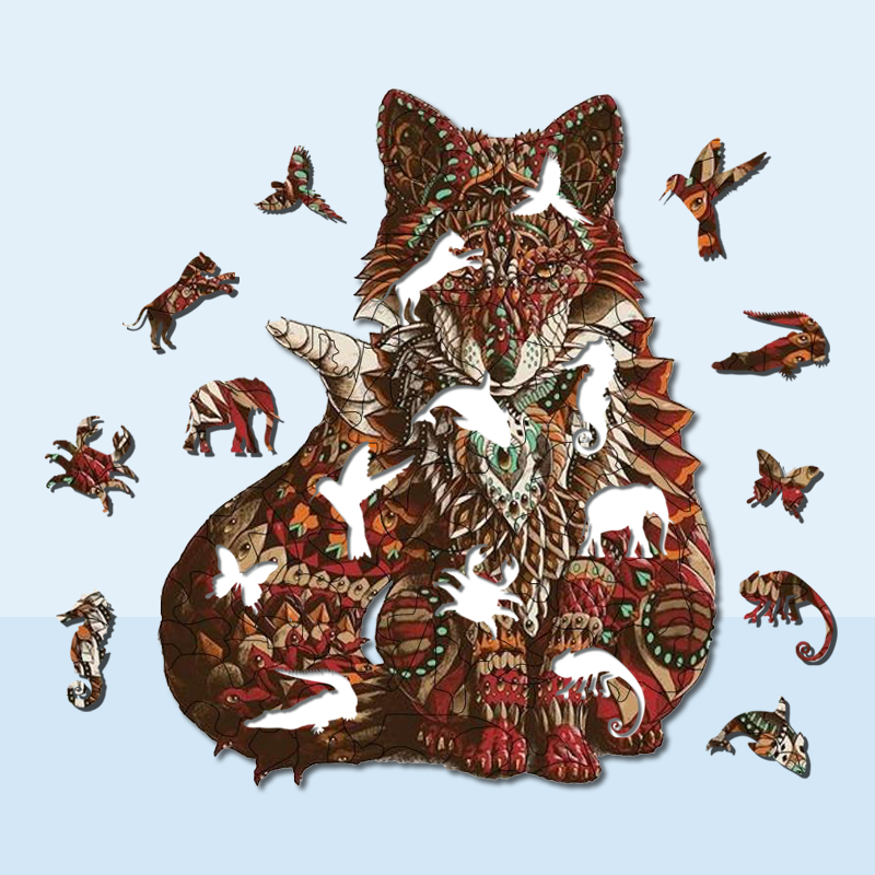 Brown Fox Wooden Jigsaw Puzzle - aimpuzzle