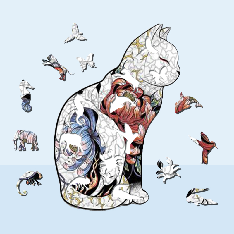 White Cat Wooden Jigsaw Puzzle - aimpuzzle