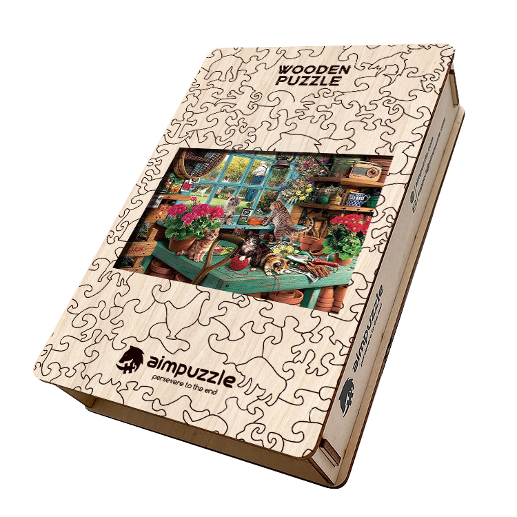 Cat Garden Wooden Jigsaw Puzzle - aimpuzzle