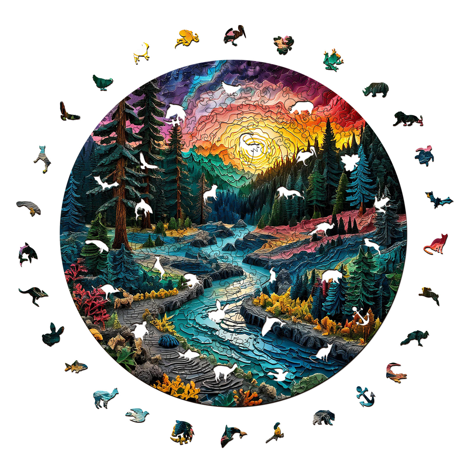 Sunrise Over the Mountains 3D Vision Wooden Jigsaw Puzzle - aimpuzzle